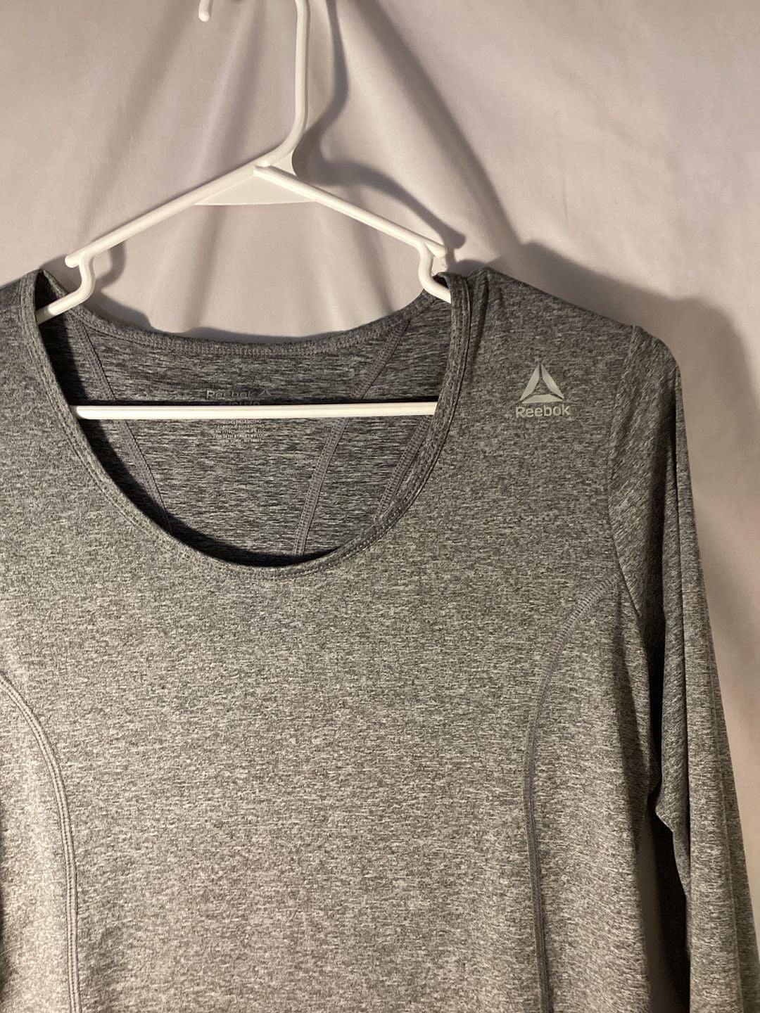 Reebok Long Sleeve Athletic Top Size S Gray Heathered Workout Shirt 3