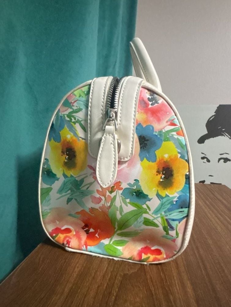 Sassy Jones Floral Watercolor Barrel Bag Satchel Purse 3