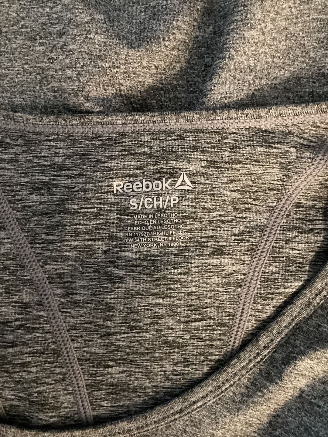 Reebok Long Sleeve Athletic Top Size S Gray Heathered Workout Shirt 5