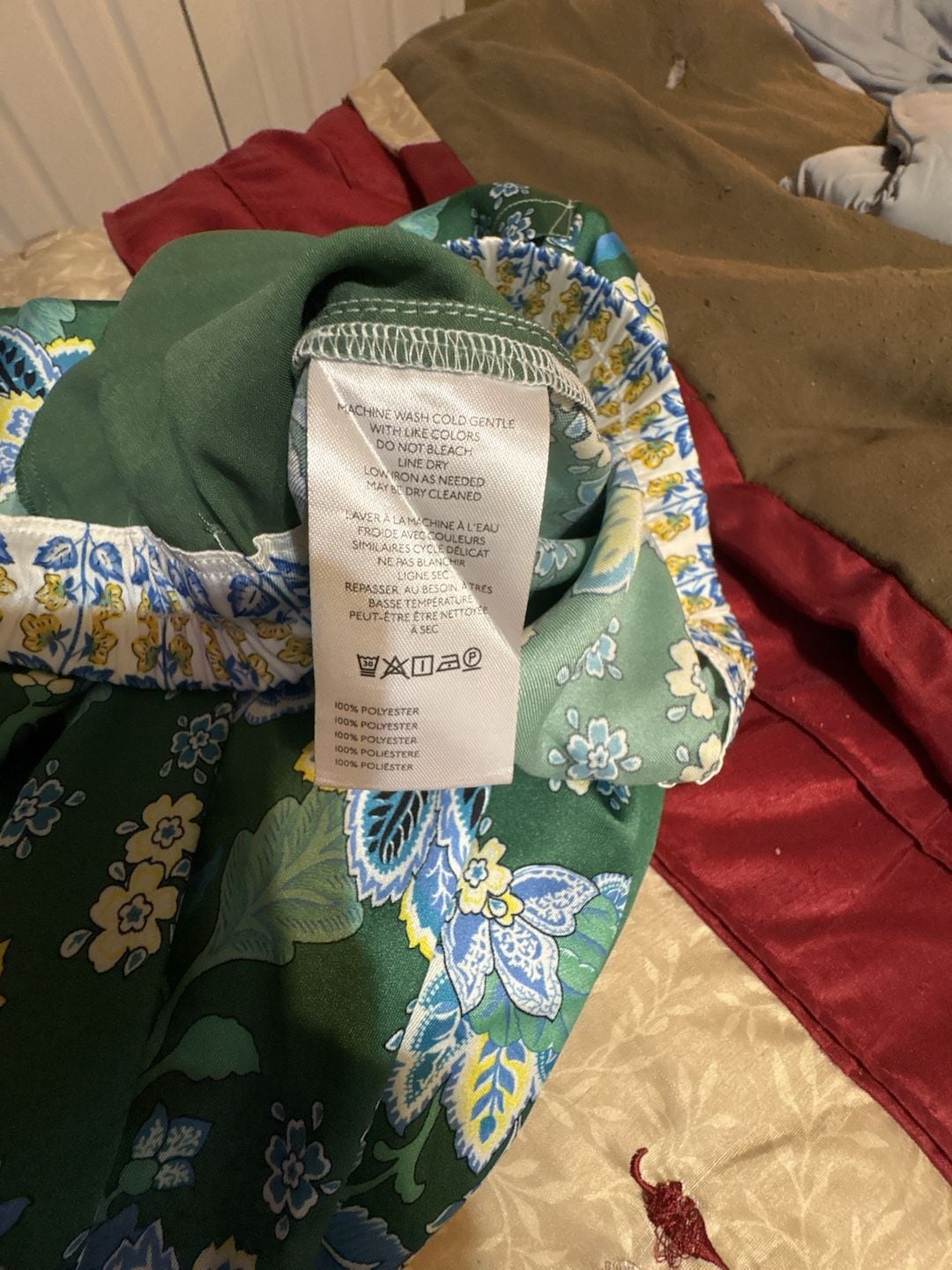maeve Wide Leg Pants Size XL Green Floral Printed Palazzo 10
