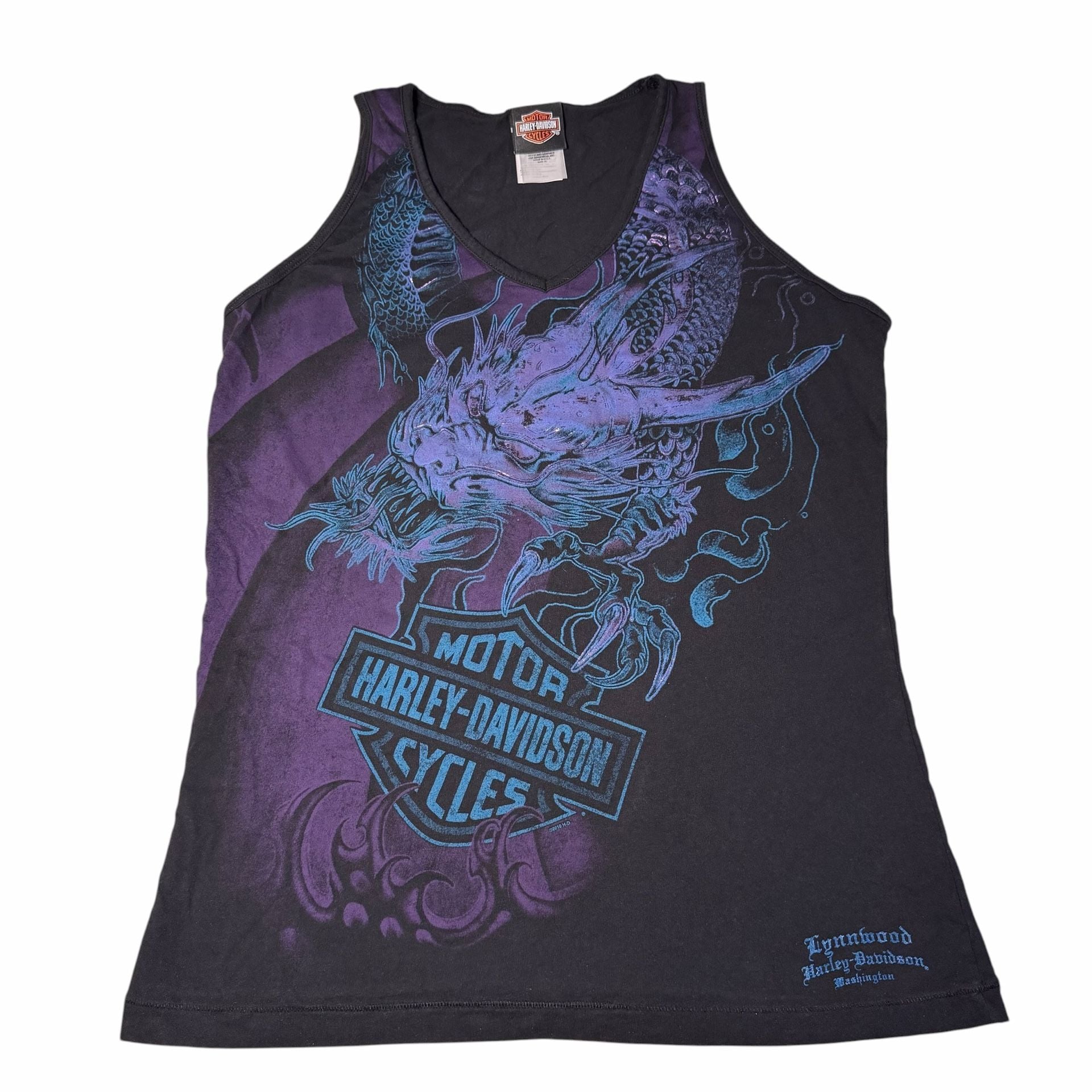Harley-Davidson Dragon Tank Top Size XL Black Purple Lynnwood Washington 2