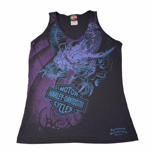 Harley-Davidson Dragon Tank Top Size XL Black Purple Lynnwood Washington