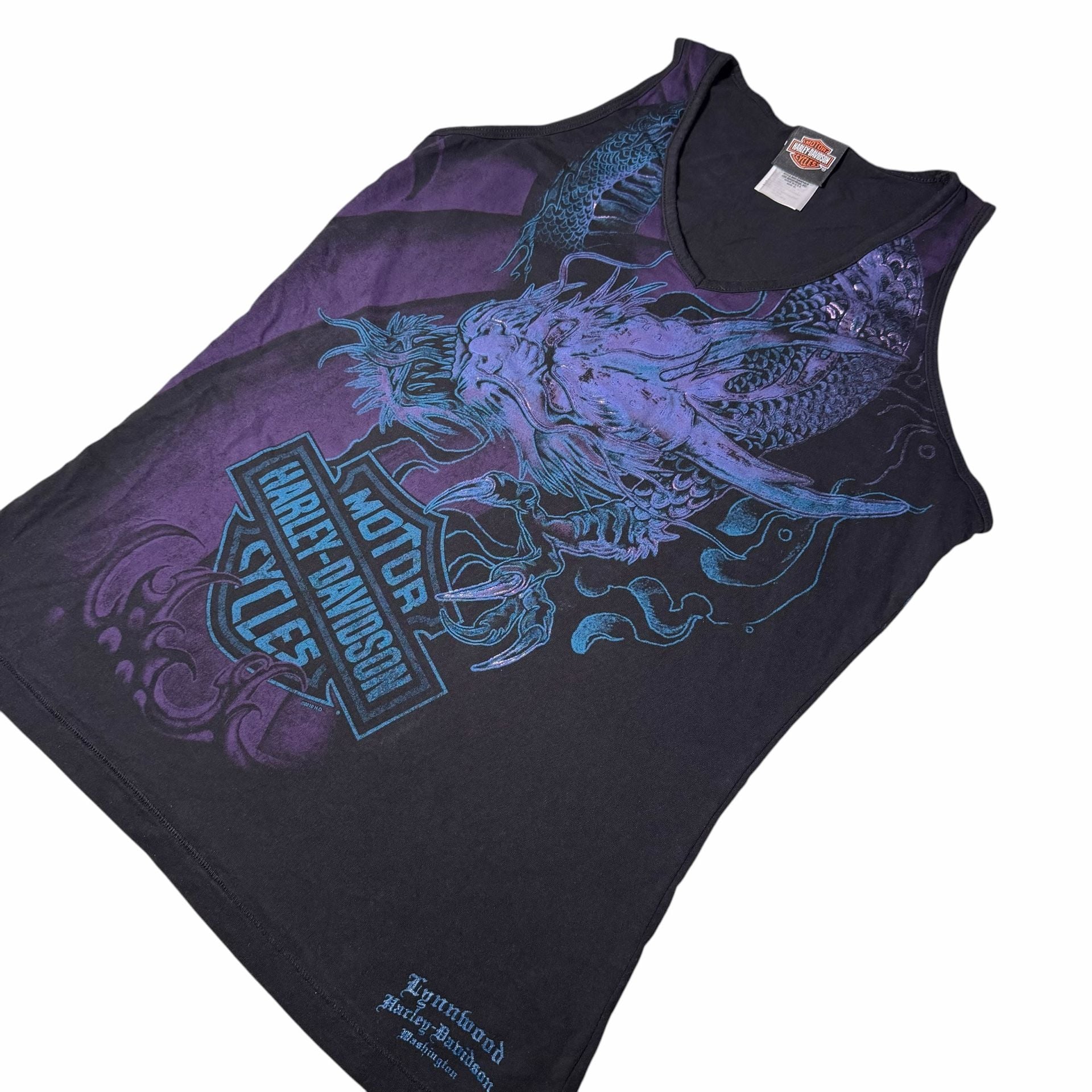 Harley-Davidson Dragon Tank Top Size XL Black Purple Lynnwood Washington 4