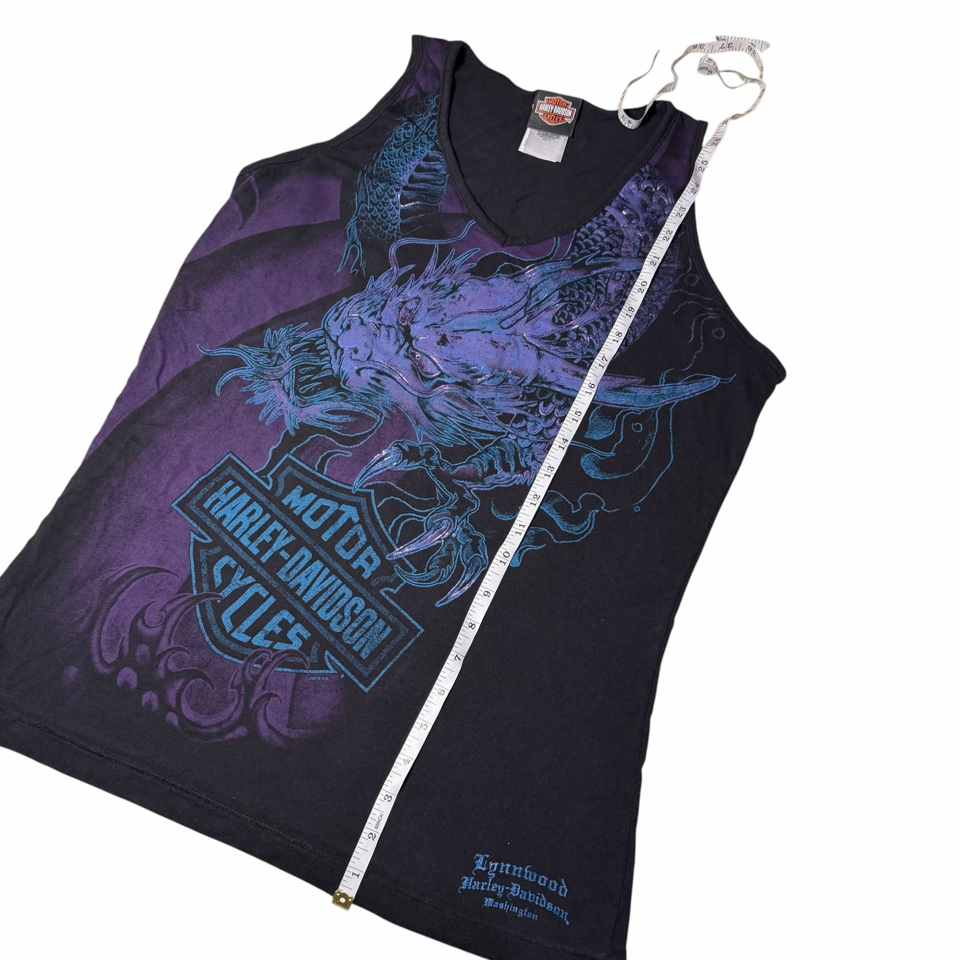 Harley-Davidson Dragon Tank Top Size XL Black Purple Lynnwood Washington 9