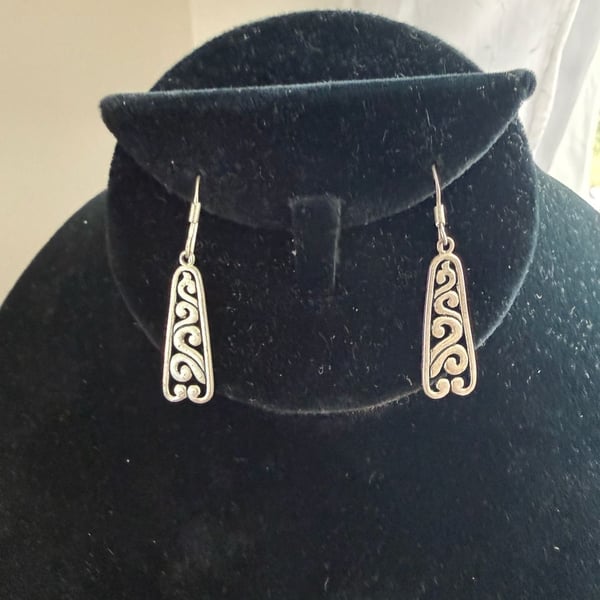 IBB Sterling Silver Swirl Filigree Dangle Earrings 925