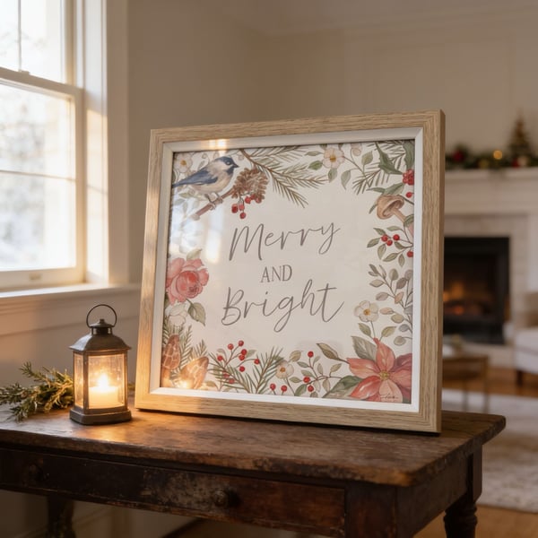 Melrose International Merry And Bright Framed Wall Art Decor