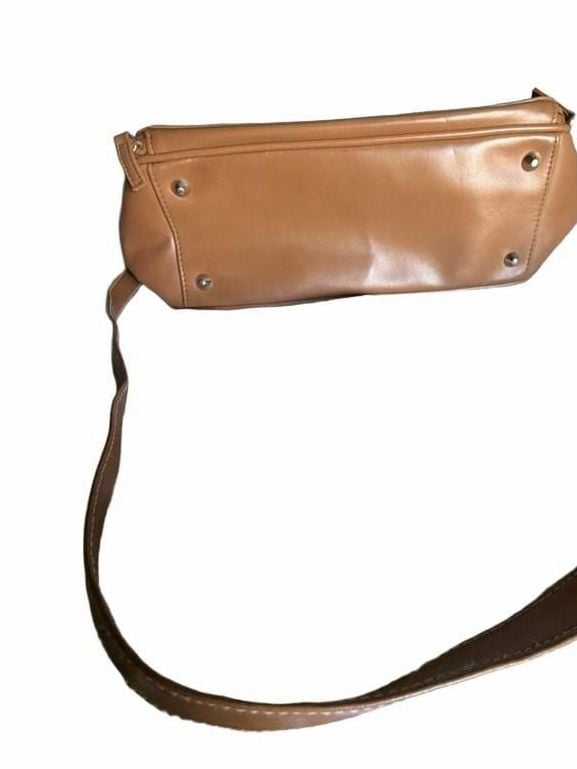Vintage Tan Faux Leather Crossbody Bag Purse Wallet 9