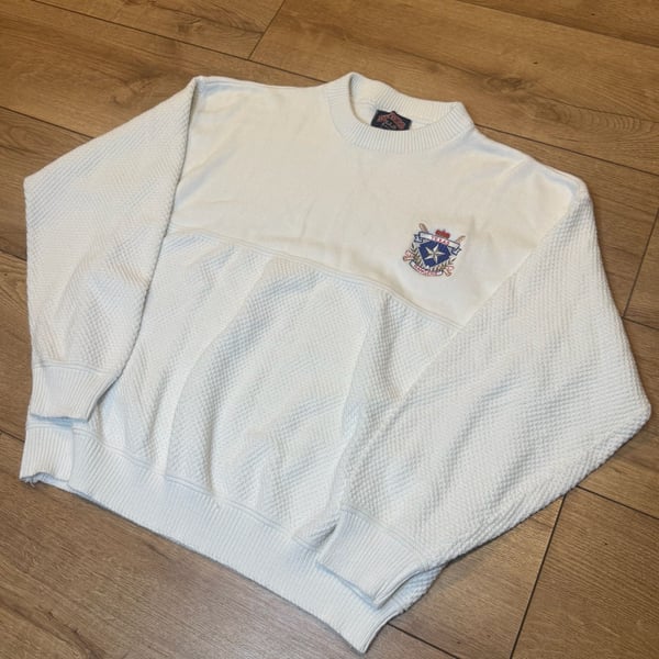 Nutmeg Mills Texas Rangers Sweater White Vintage MLB Baseball