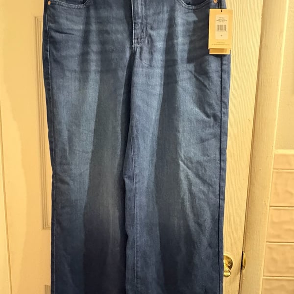 NYDJ Wide Leg Jeans Size 10 Sustainable Dark Wash Denim High Rise