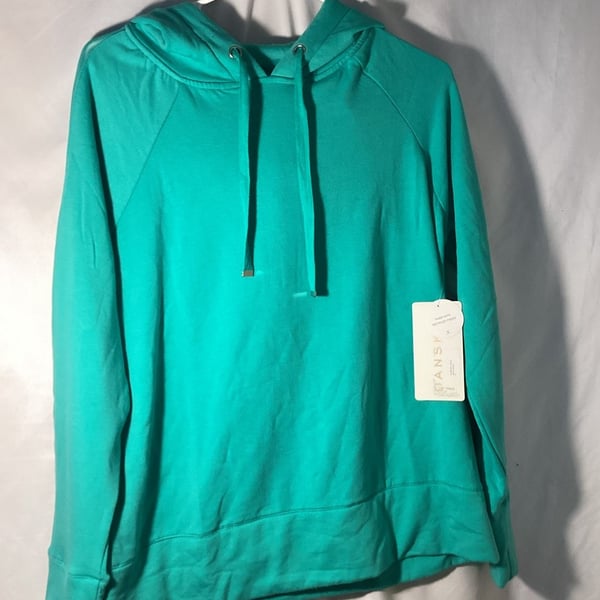 Danskin Hoodie Size M Turquoise Green Pullover Sweatshirt