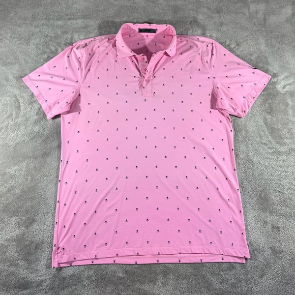 G/Fore Men’s Polo Size XL Pink Skulls & Tees ice Nylon Print Golf Shirt