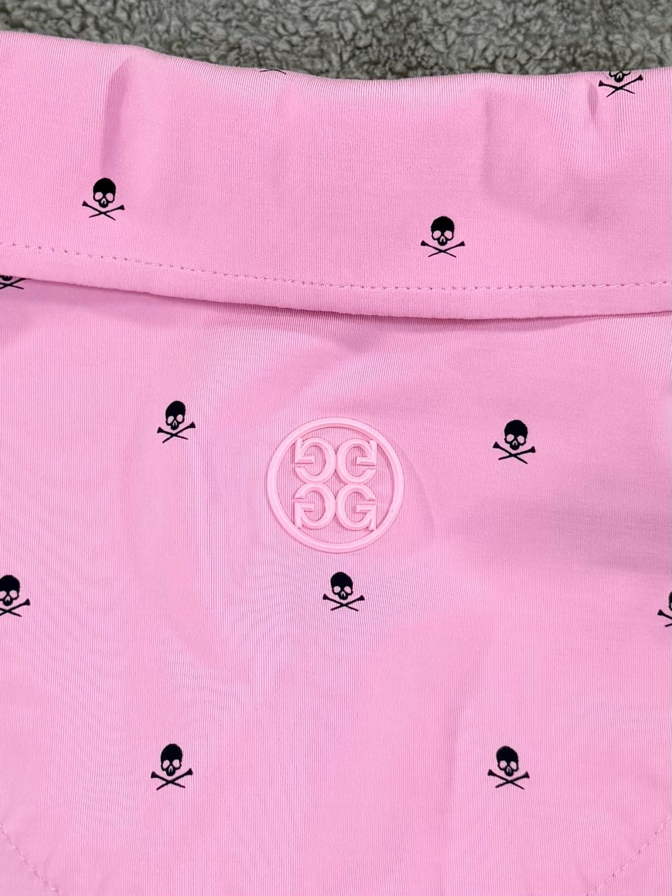 G/Fore Men’s Polo Size XL Pink Skulls & Tees ice Nylon Print Golf Shirt 7