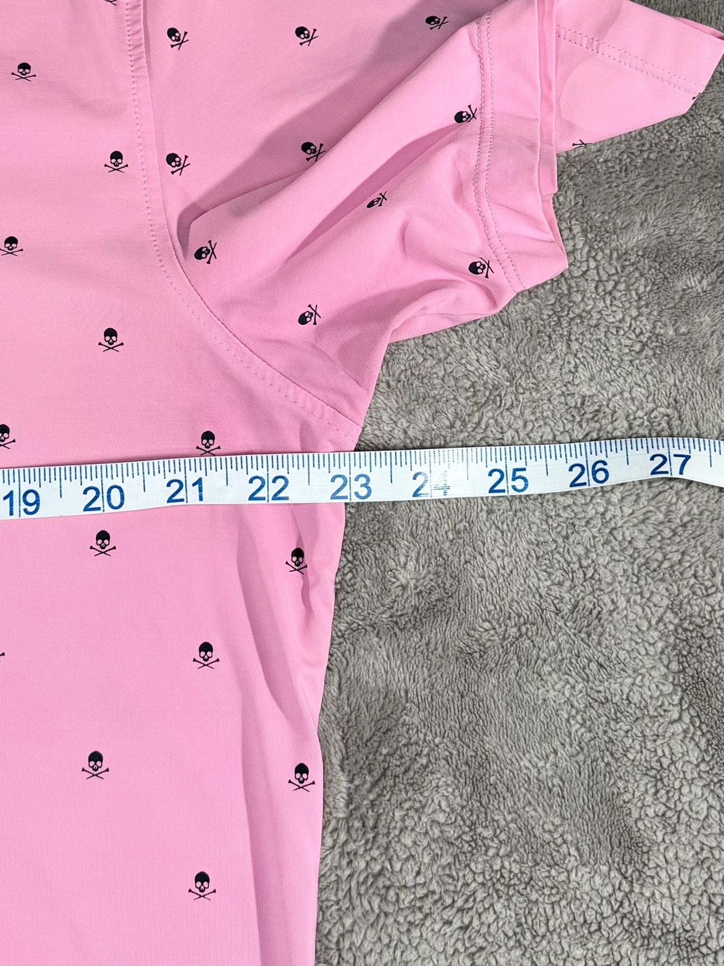 G/Fore Men’s Polo Size XL Pink Skulls & Tees ice Nylon Print Golf Shirt 8