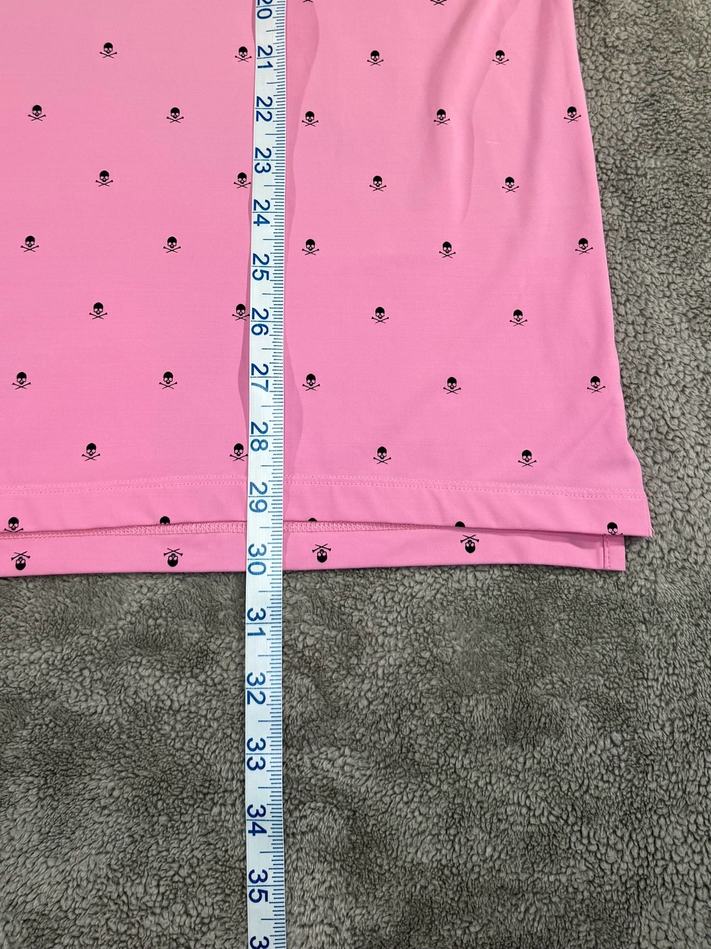 G/Fore Men’s Polo Size XL Pink Skulls & Tees ice Nylon Print Golf Shirt 9