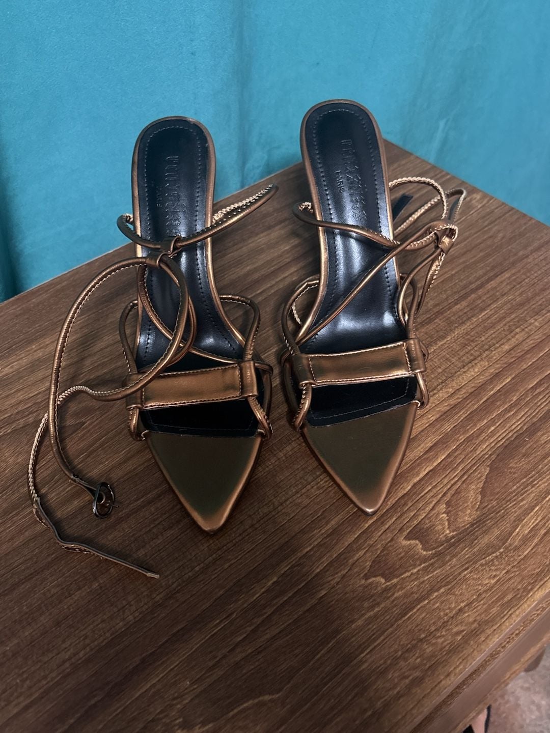 Cenasans Paris Bronze Strappy Heeled Sandals Size 38 ( US 8) 3