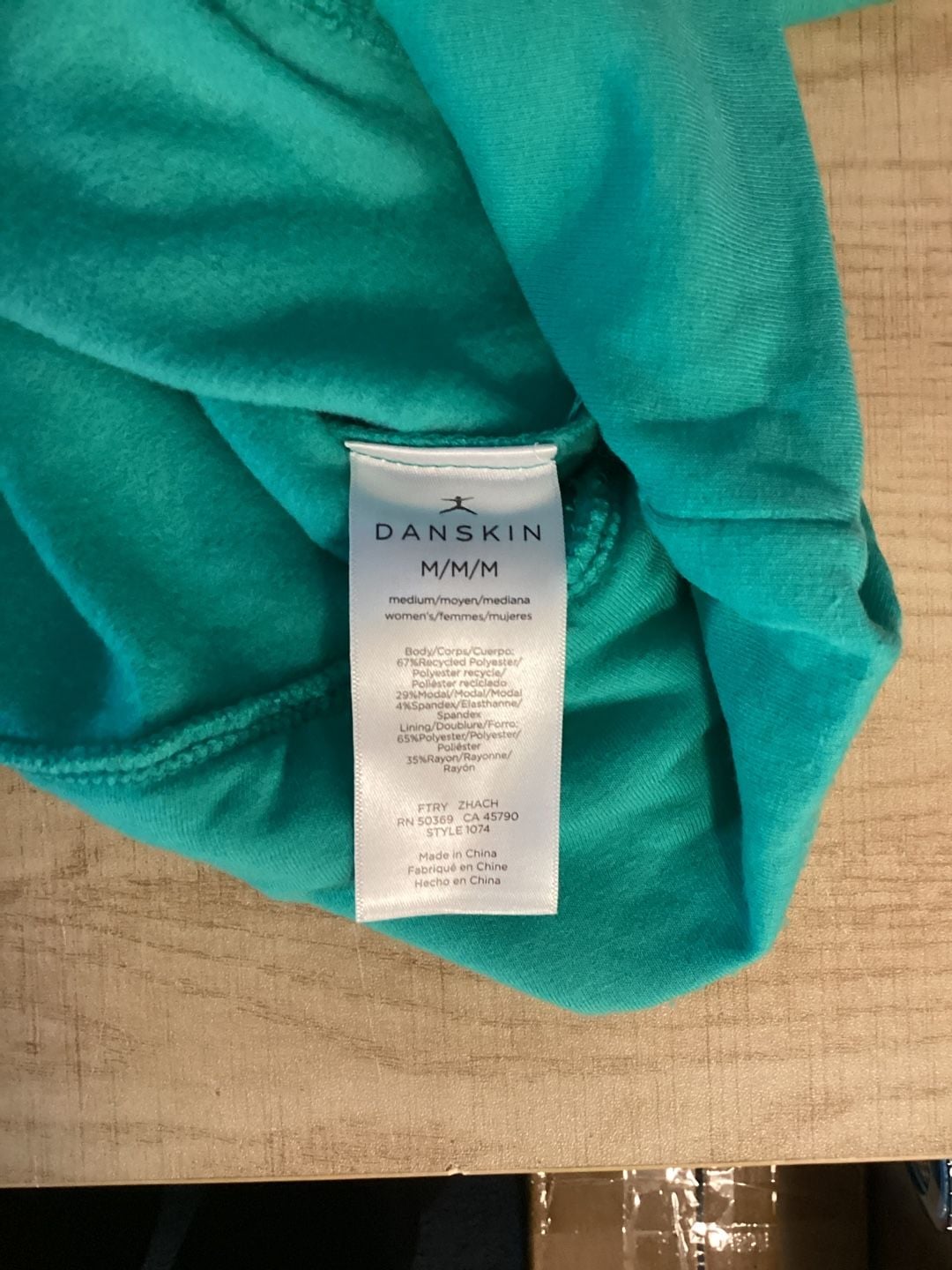 Danskin Hoodie Size M Turquoise Green Pullover Sweatshirt 7