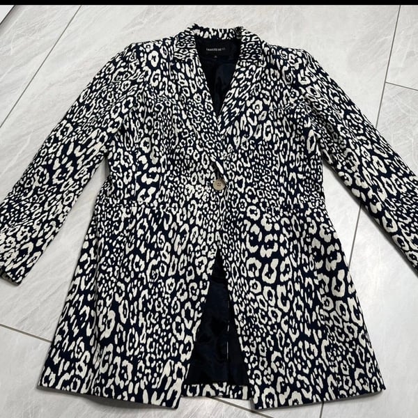 Lafayette 148 New York Leopard Blazer Size 6 Black White Animal Print