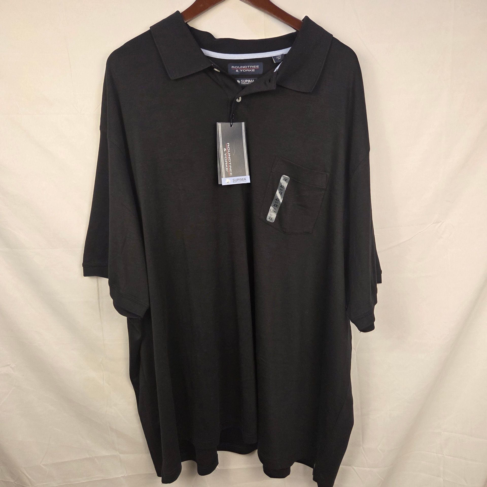 Roundtree & Yorke Polo Shirt Size 4XB Black Supima Cotton Pocket NWT 2