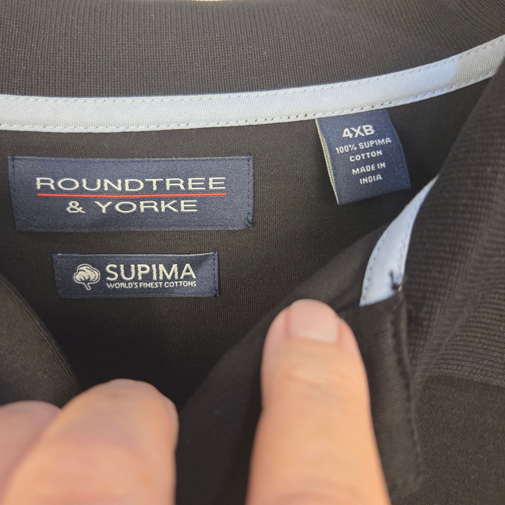 Roundtree & Yorke Polo Shirt Size 4XB Black Supima Cotton Pocket NWT 3