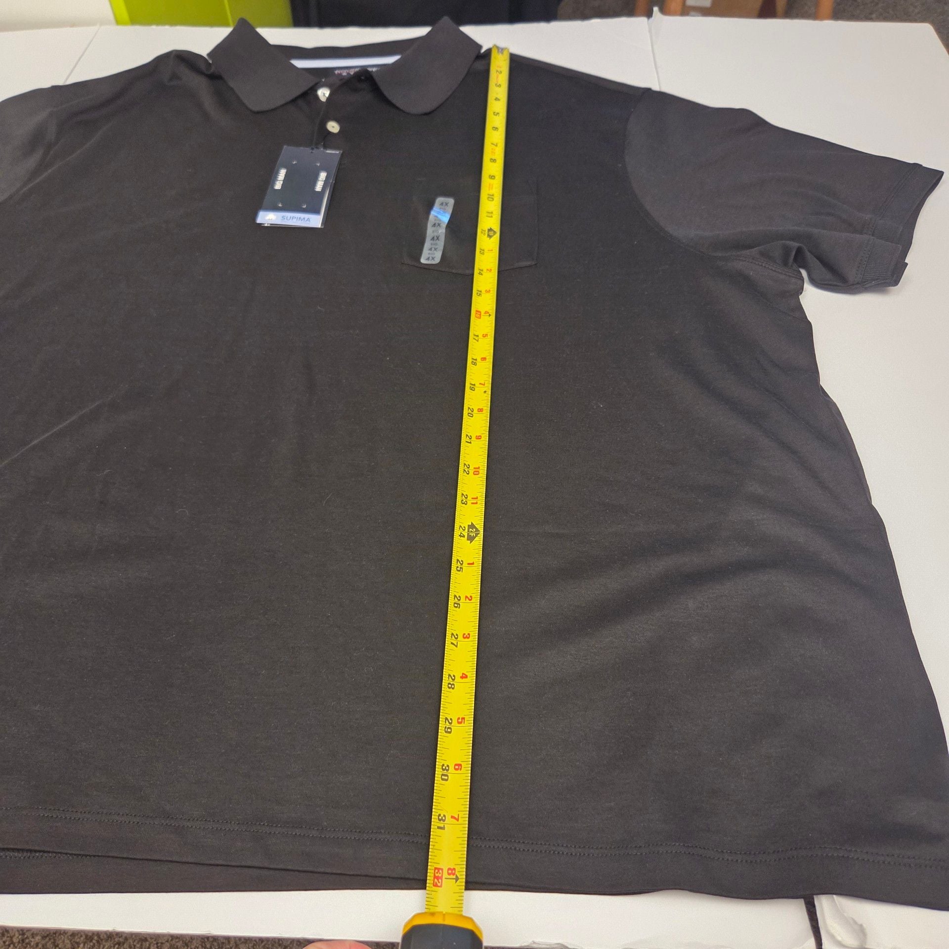 Roundtree & Yorke Polo Shirt Size 4XB Black Supima Cotton Pocket NWT 6