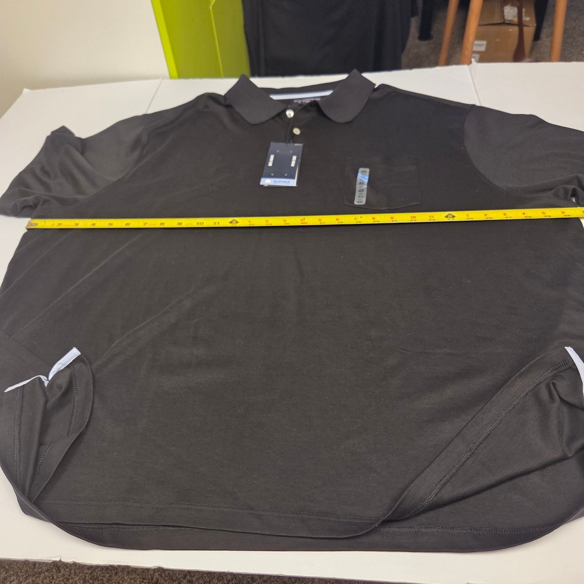 Roundtree & Yorke Polo Shirt Size 4XB Black Supima Cotton Pocket NWT 10
