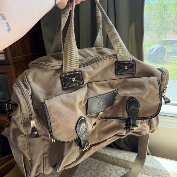 Eddie Bauer Ford Canvas Travel Duffle Bag Tan Brown