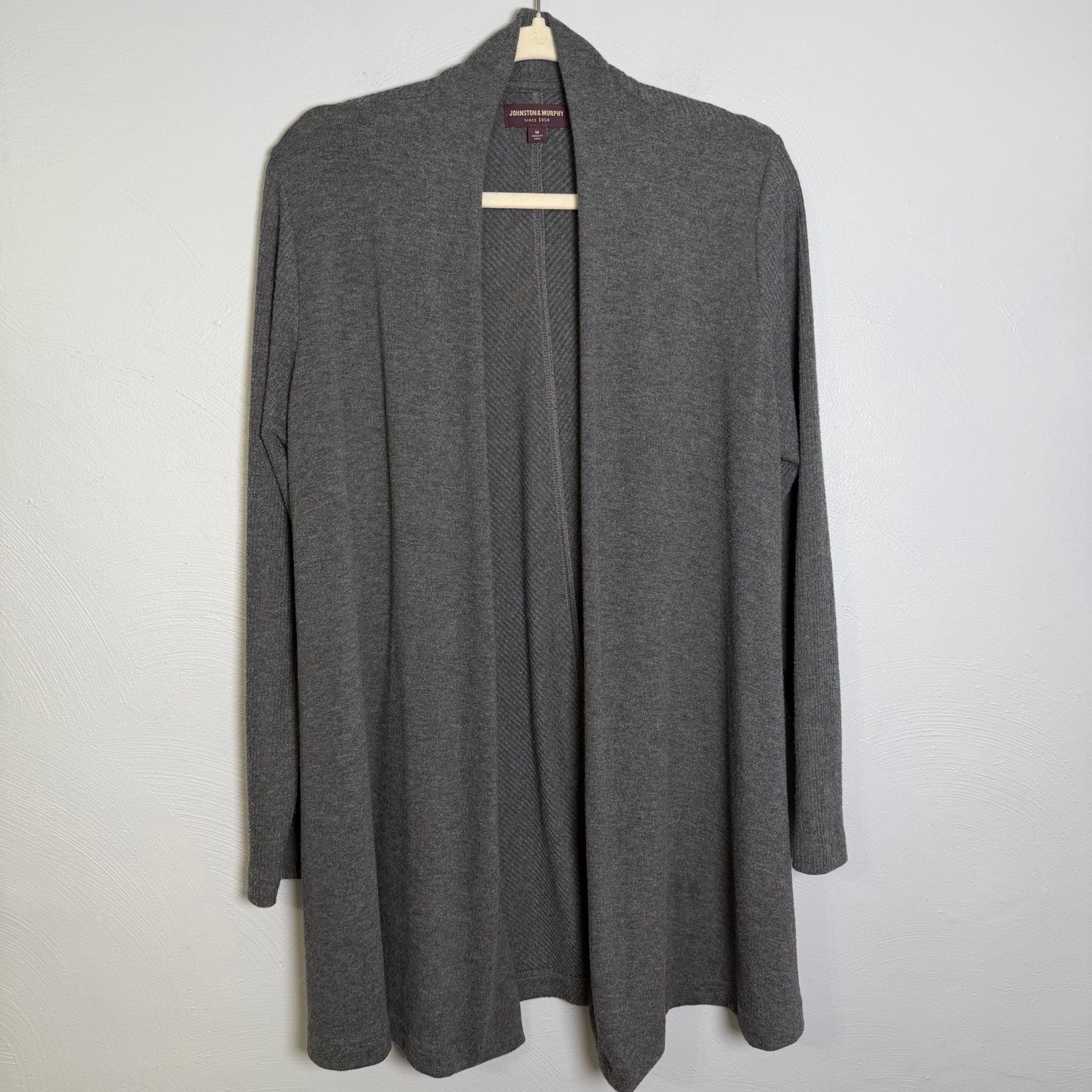 Johnston & Murphy Cardigan Size M Gray Open Front Sweater 2