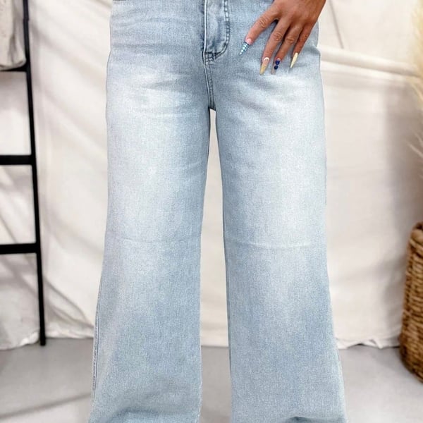 Judy Blue Retro Wide Leg Jeans Size 7/28 Light Wash High Waist tummy control