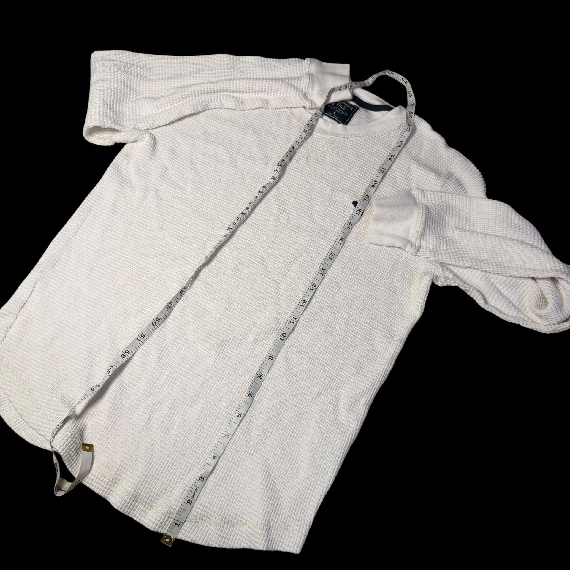 Abercrombie & Fitch Waffle Long Sleeve Thermal Shirt Size S White 8