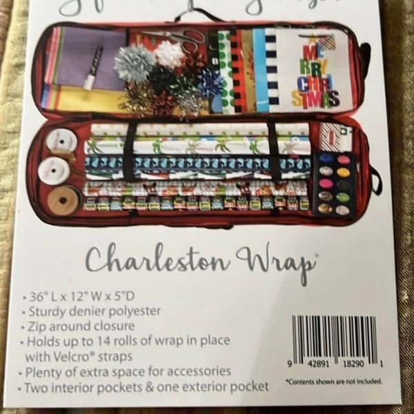 Charleston Wrap Gift Wrap Organizer Red Polyester Storage Bag