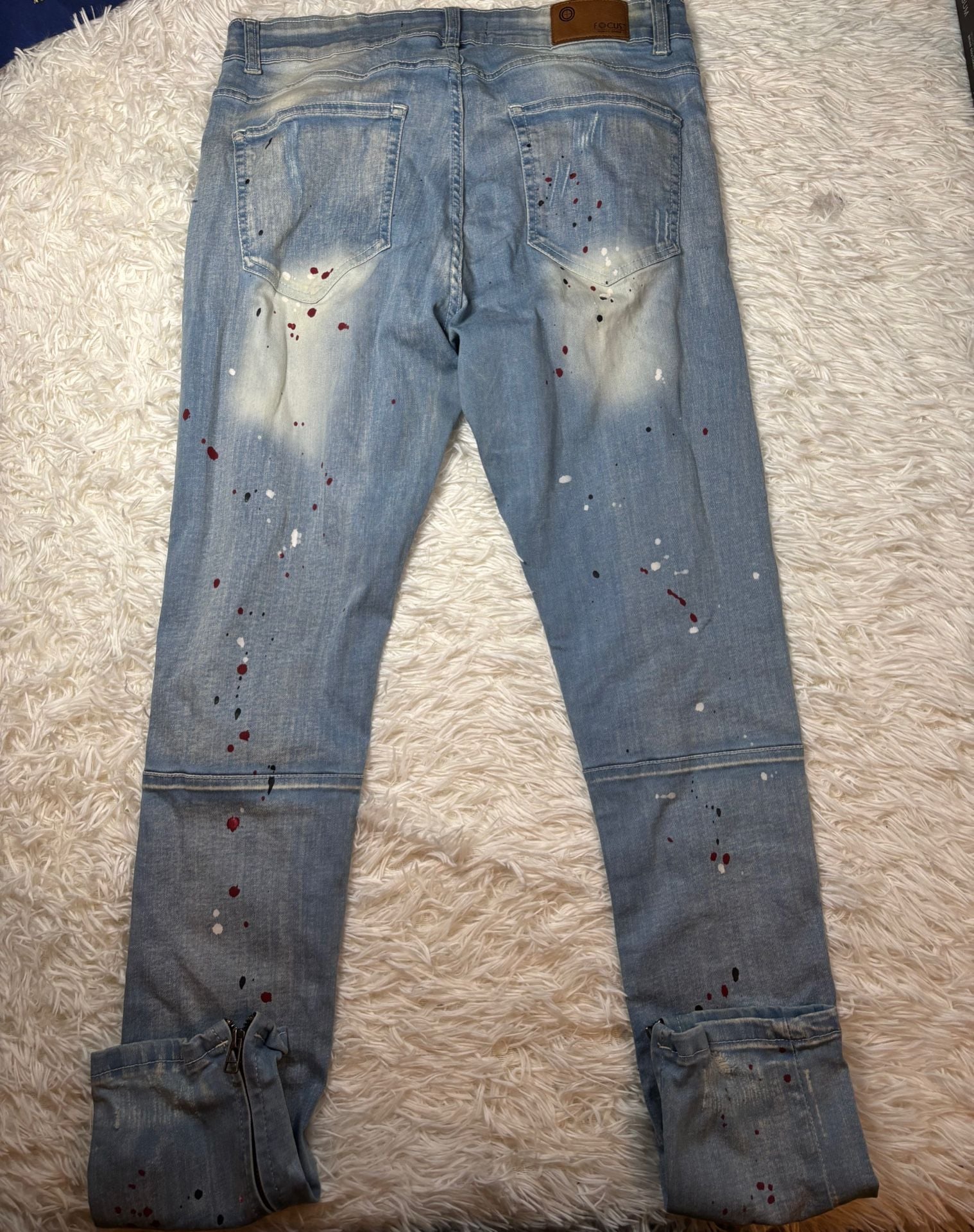 Focus Jeans Paint Splatter Distressed Jeans Size 34W 32L Light Wash 3