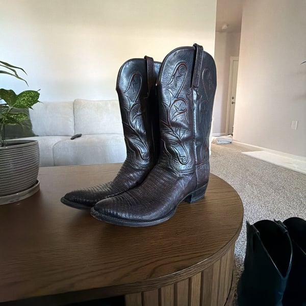 Lucchese Cowboy Boots Black Cherry Lizard