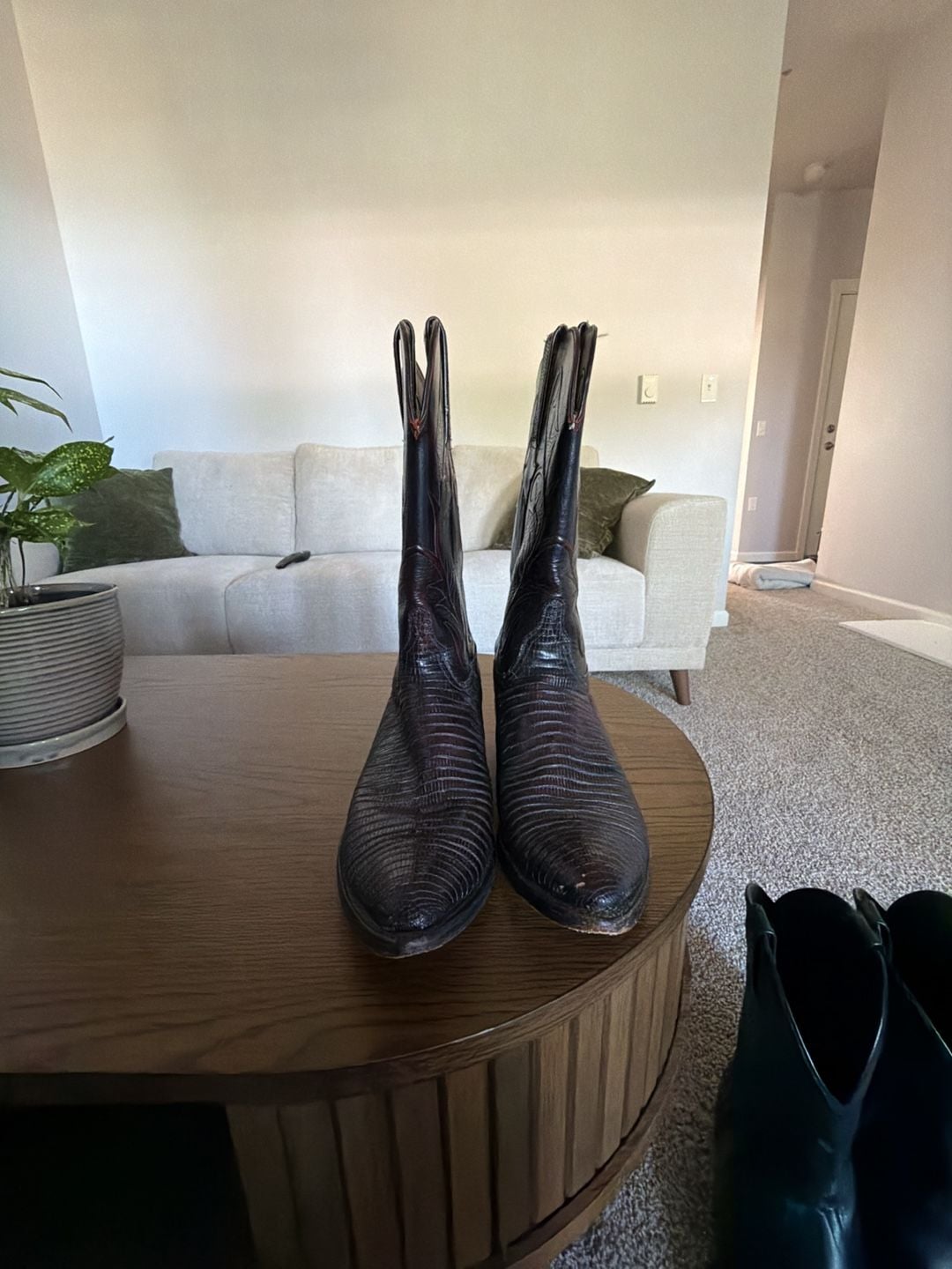 Lucchese Cowboy Boots Black Cherry Lizard 4