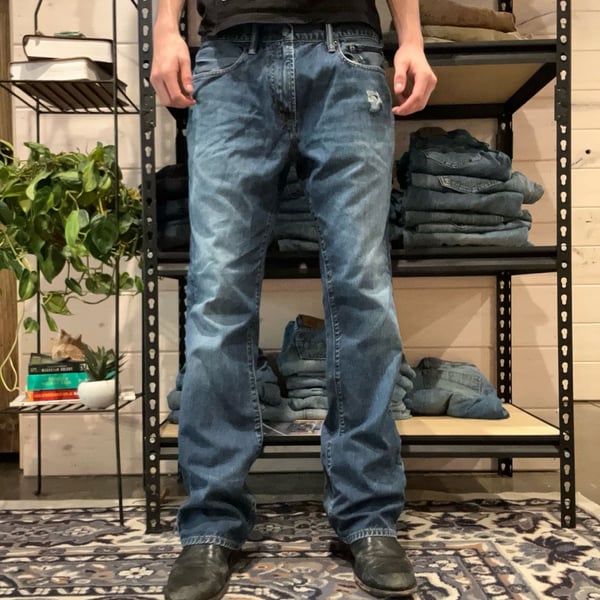 Gap 1969 Bootcut Jeans 34x32 Distressed Blue Denim