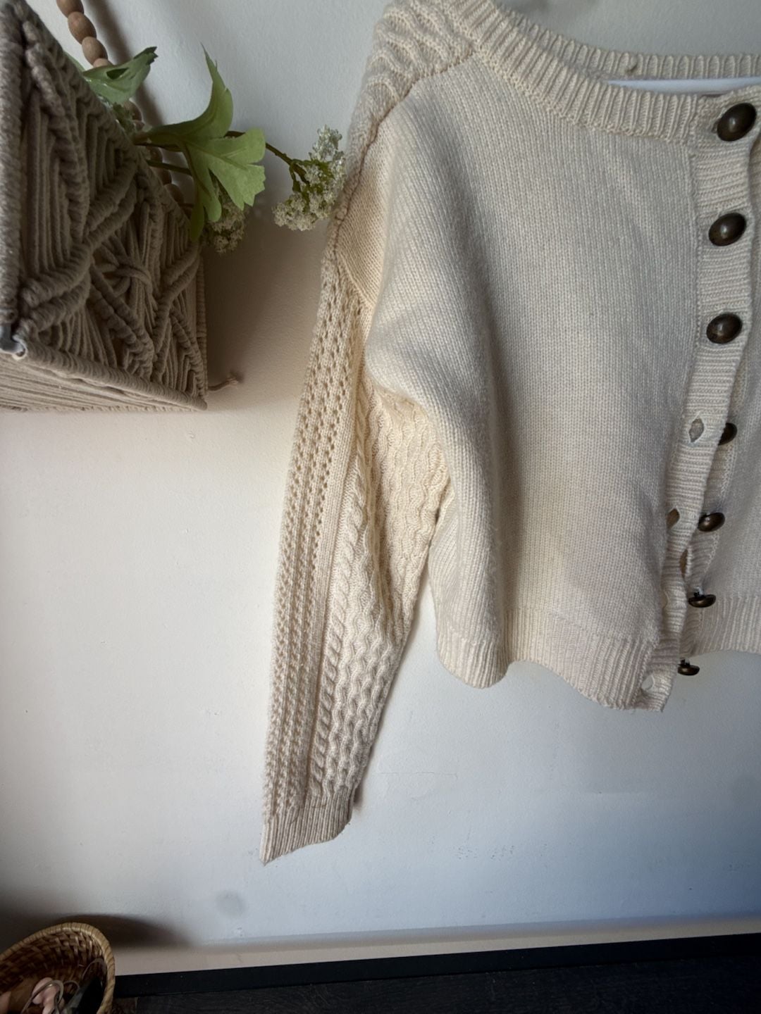 Cute Fall π cream Cable Knit Cardigan Cream 3