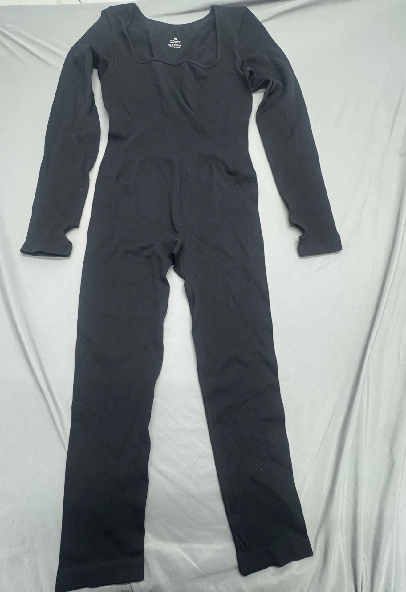 Unbranded Ribbed Long Sleeve Jumpsuit Size L Black 2