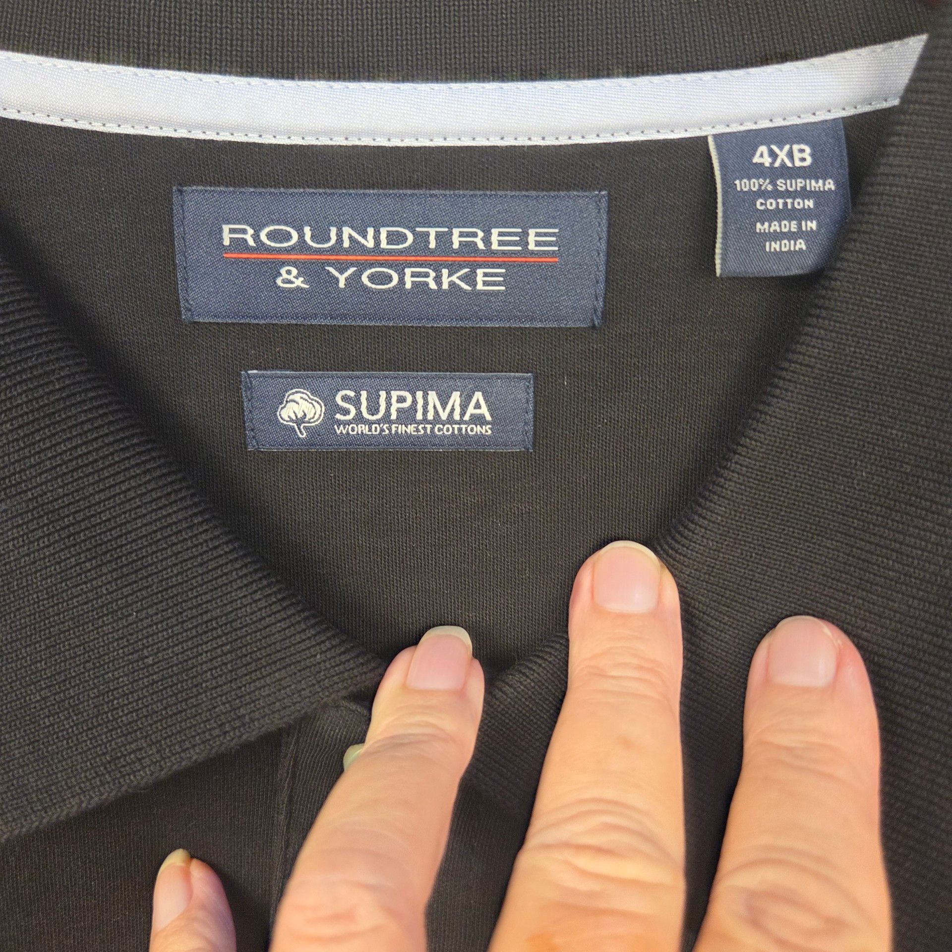 Roundtree & Yorke Polo Shirt Size 4XB Black Supima Cotton Pocket 3