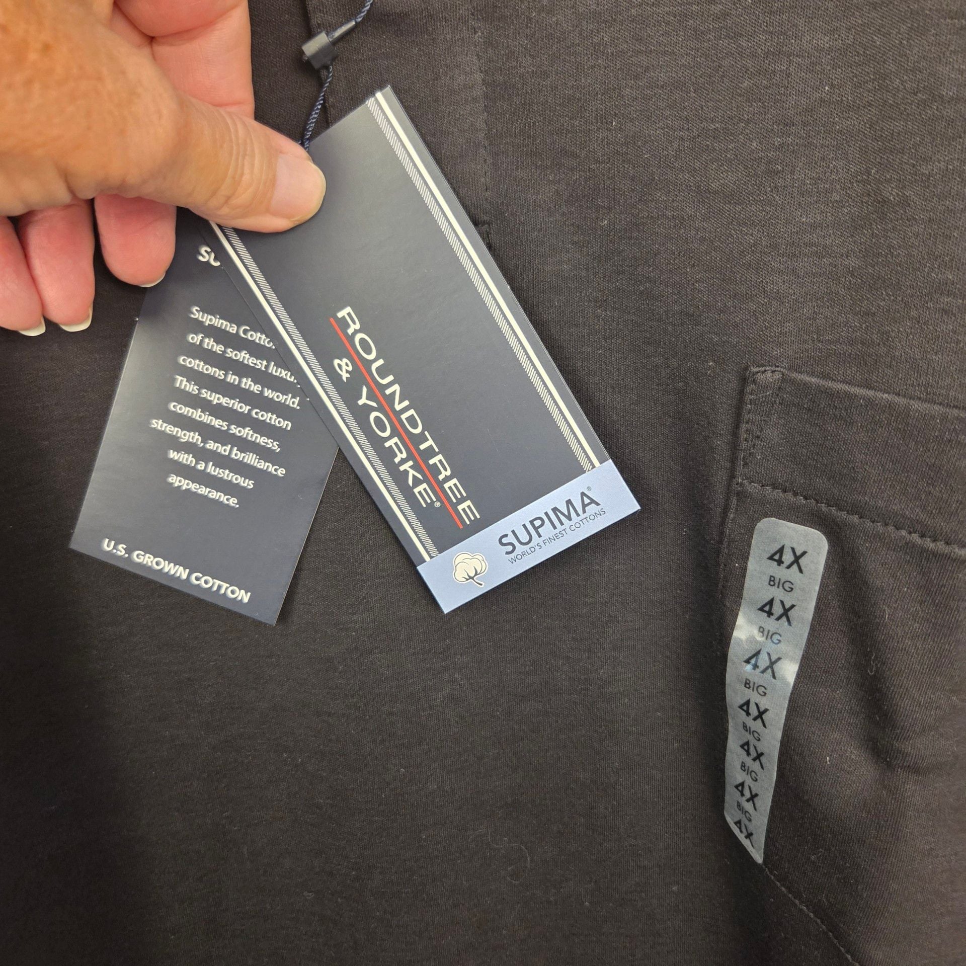 Roundtree & Yorke Polo Shirt Size 4XB Black Supima Cotton Pocket 5