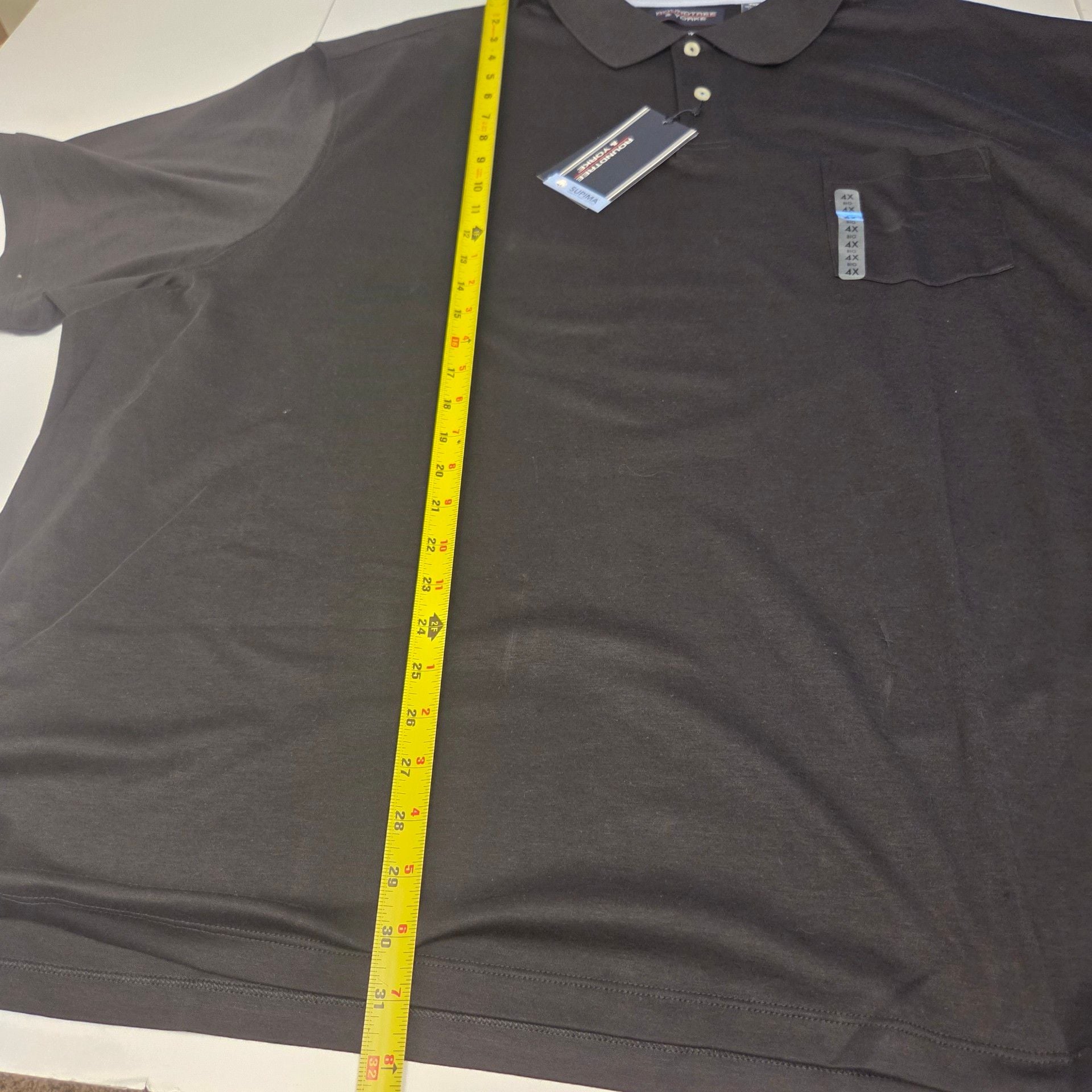 Roundtree & Yorke Polo Shirt Size 4XB Black Supima Cotton Pocket 9