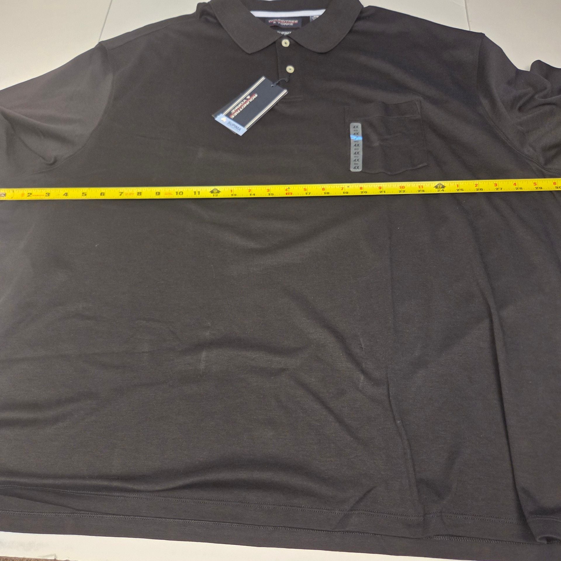Roundtree & Yorke Polo Shirt Size 4XB Black Supima Cotton Pocket 11