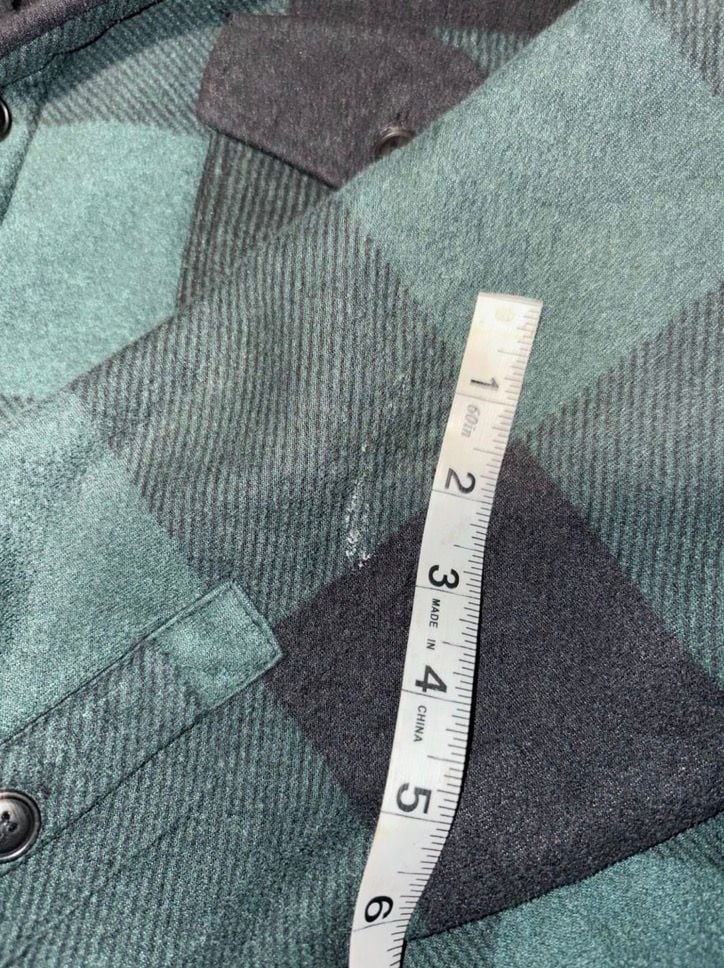 Freedom Foundry Men  Green Black Buffalo Plaid Sherpa Lined Flannel Shirt Jacket 9