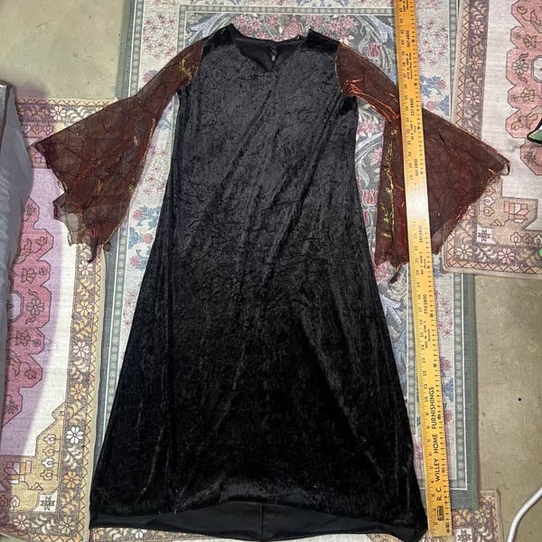Disguise Velvet Spider Witch Costume Dress Black