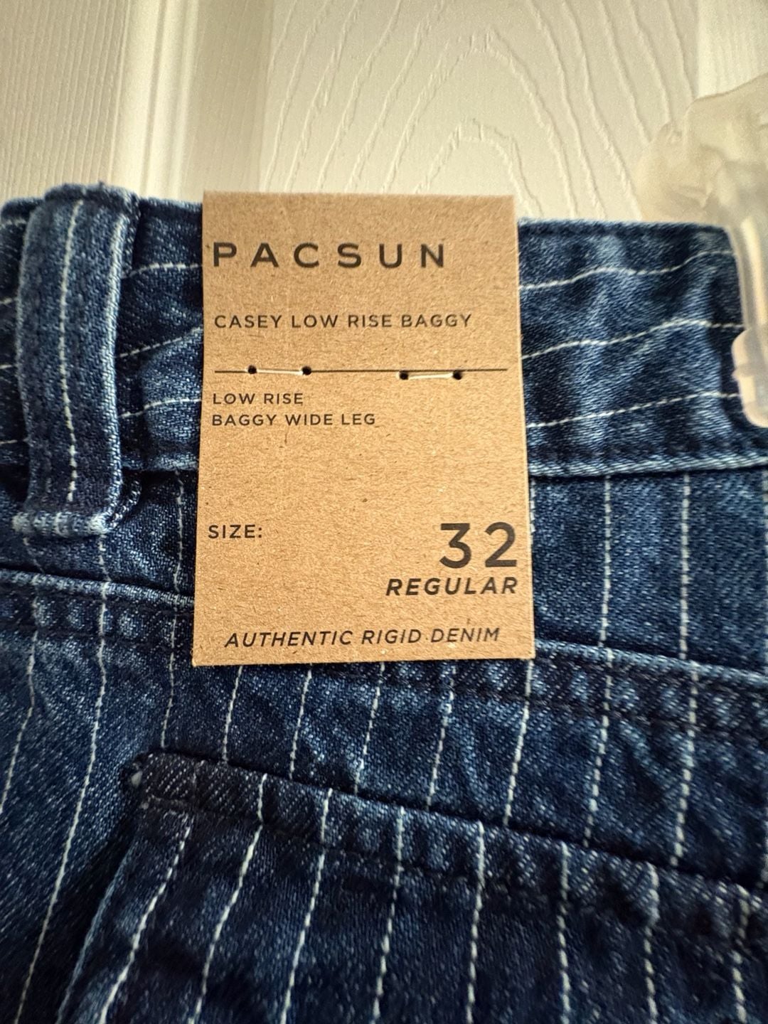 Pacsun Casey Low Rise Baggy Jeans Size 32 Blue Pinstripe 7