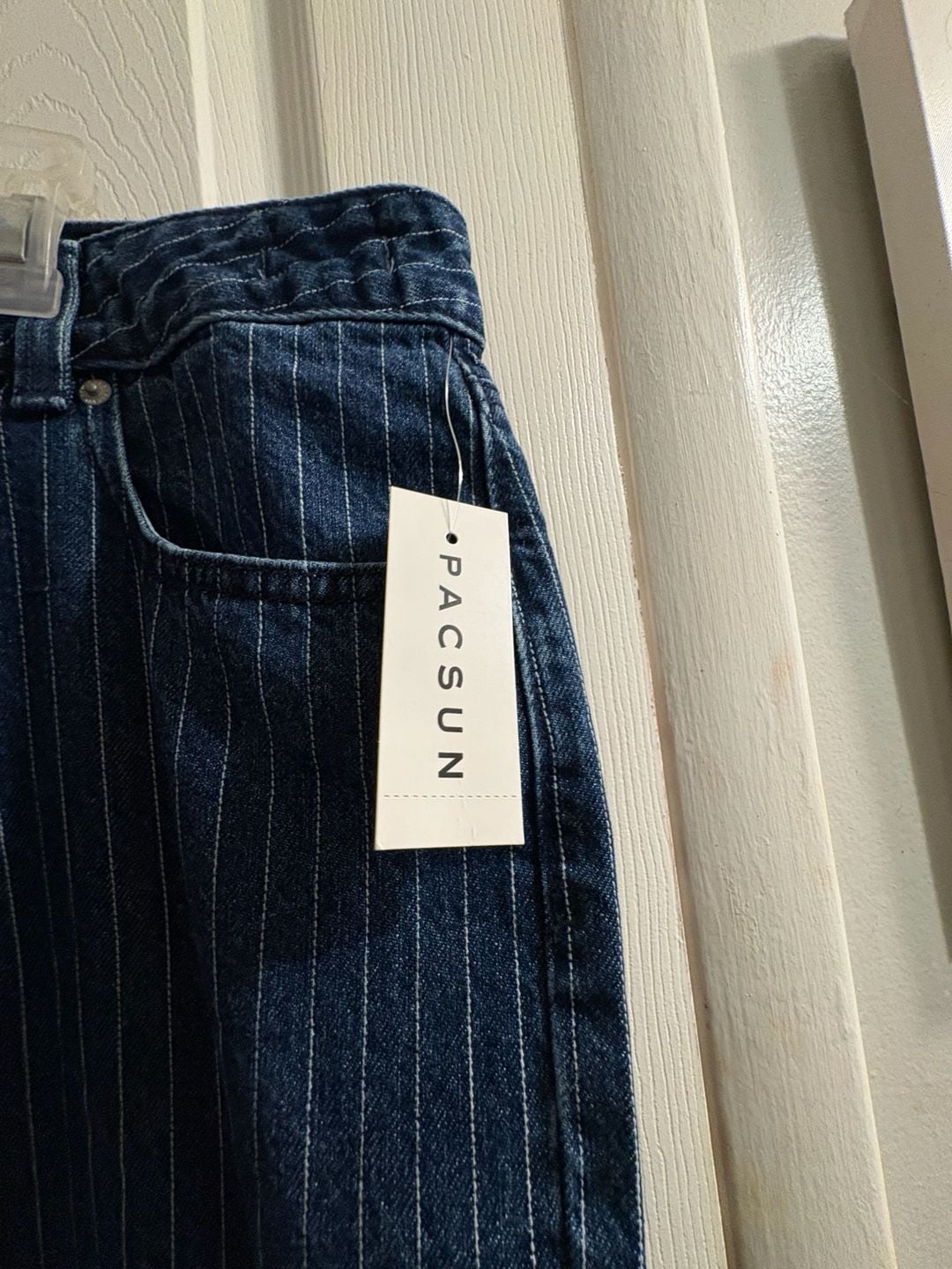 Pacsun Casey Low Rise Baggy Jeans Size 32 Blue Pinstripe 8