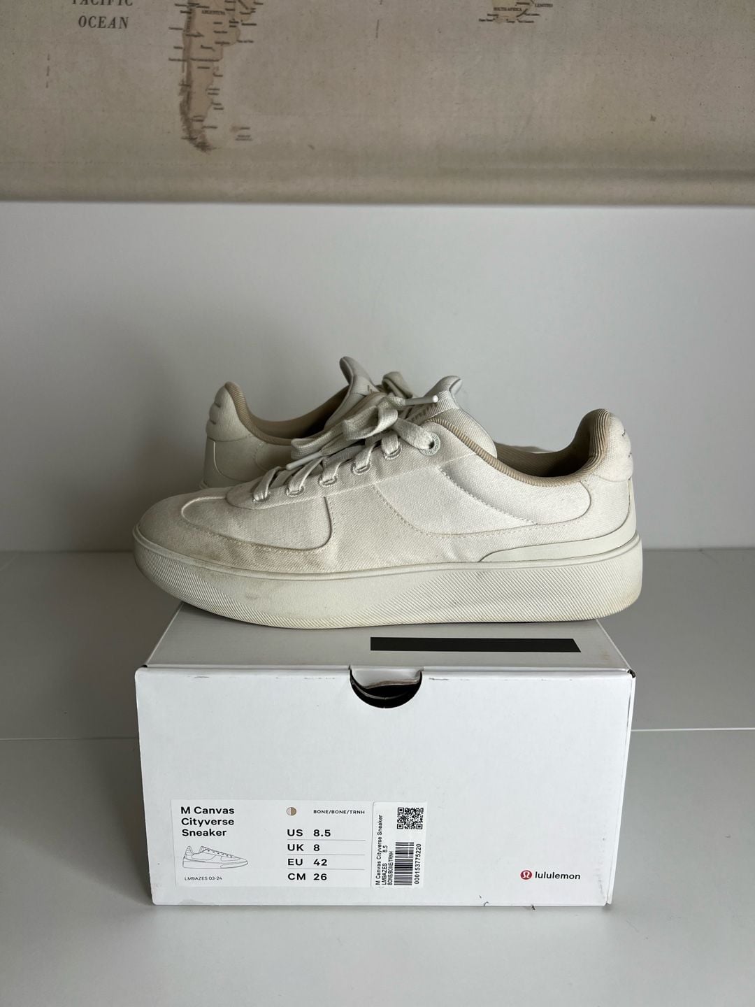 Lululemon M Canvas Cityverse Sneaker Size 8.5 Bone Canvas 2