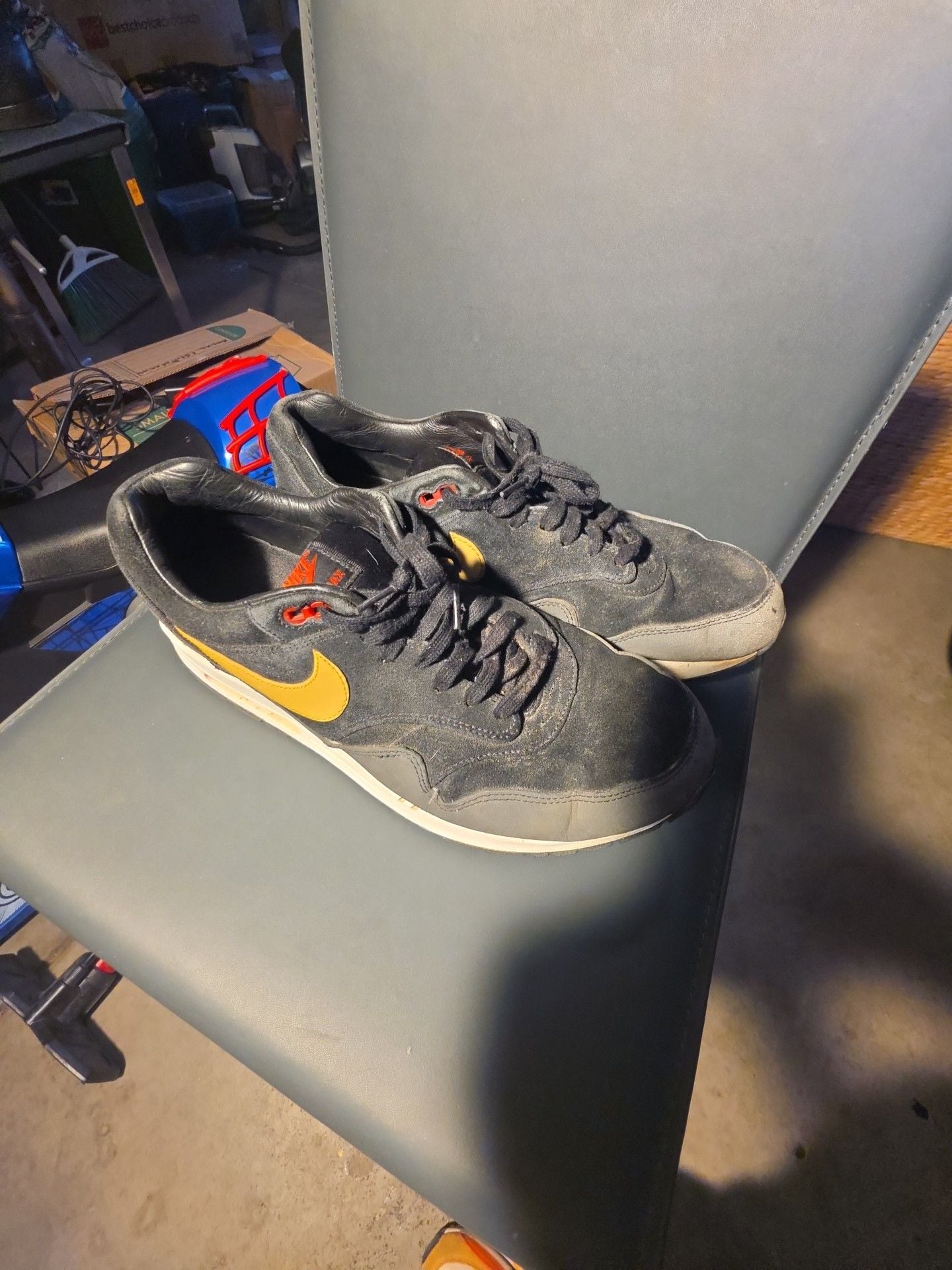 Nike Air Max 1 Size 12 Black Suede Sneakers 2