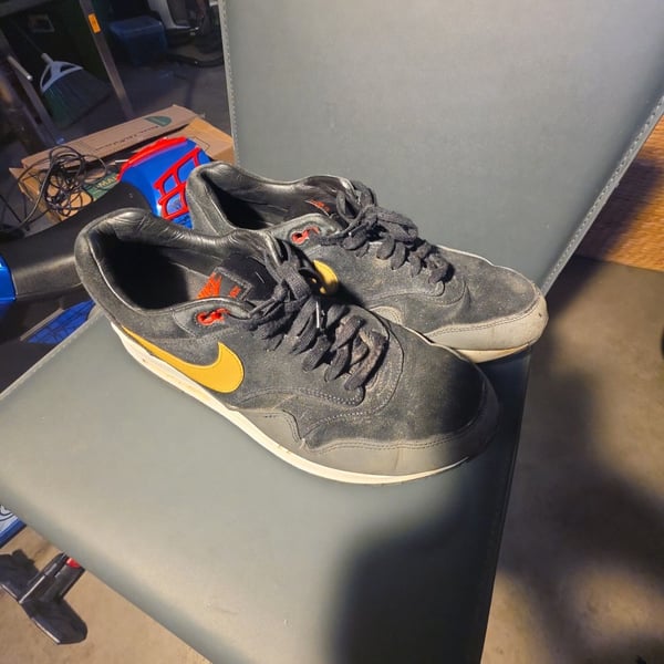 Nike Air Max 1 Size 12 Black Suede Sneakers