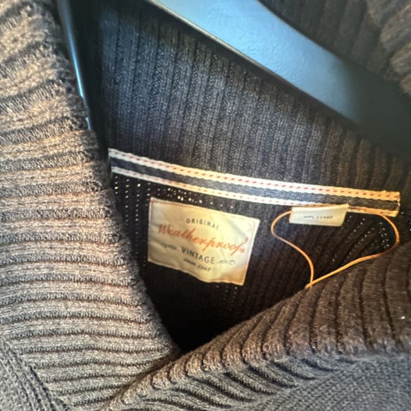 Weatherproof Vintage Shawl Collar Knit Ribbed Sweater