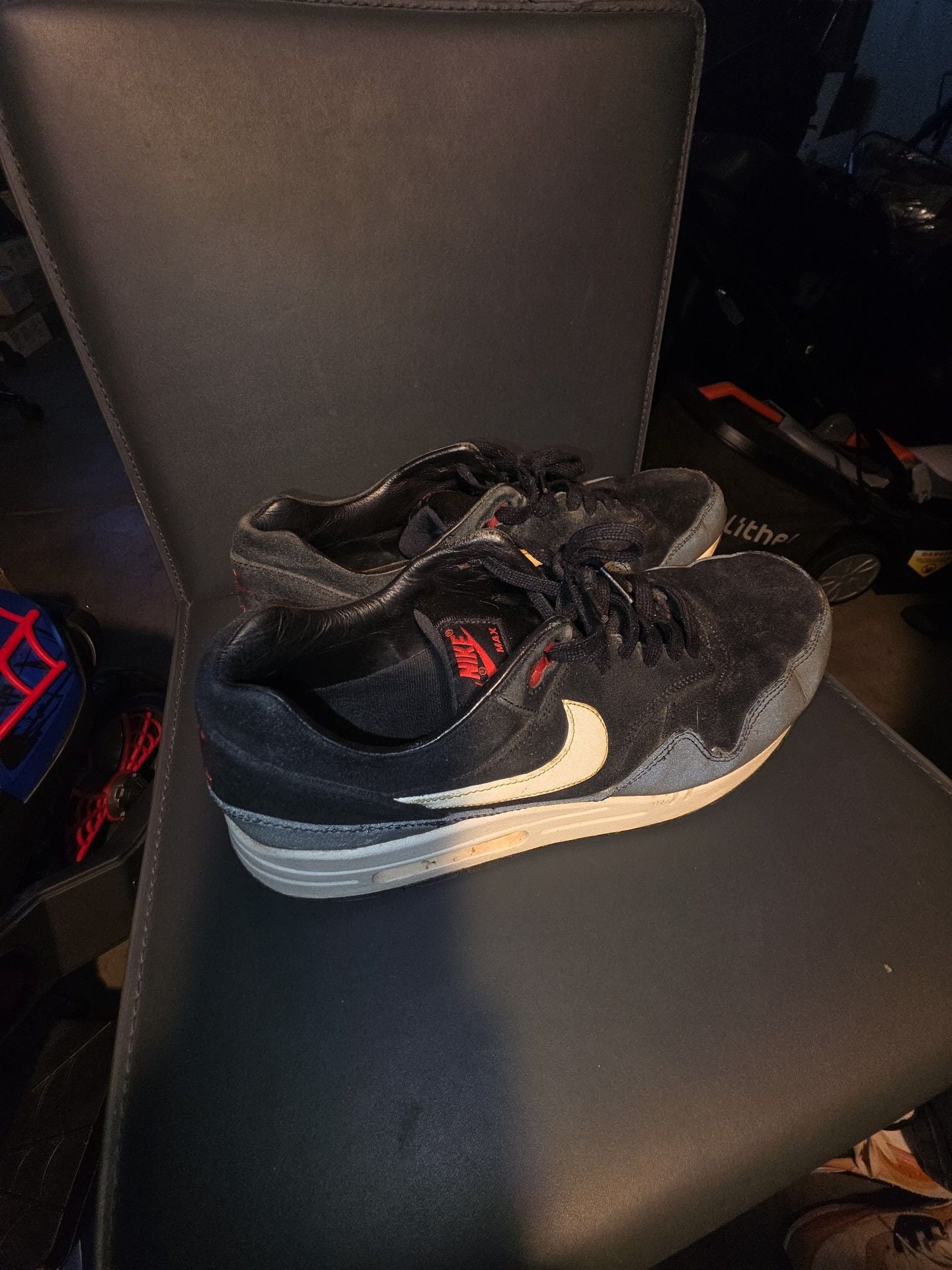 Nike Air Max 1 Size 12 Black Suede Sneakers 3