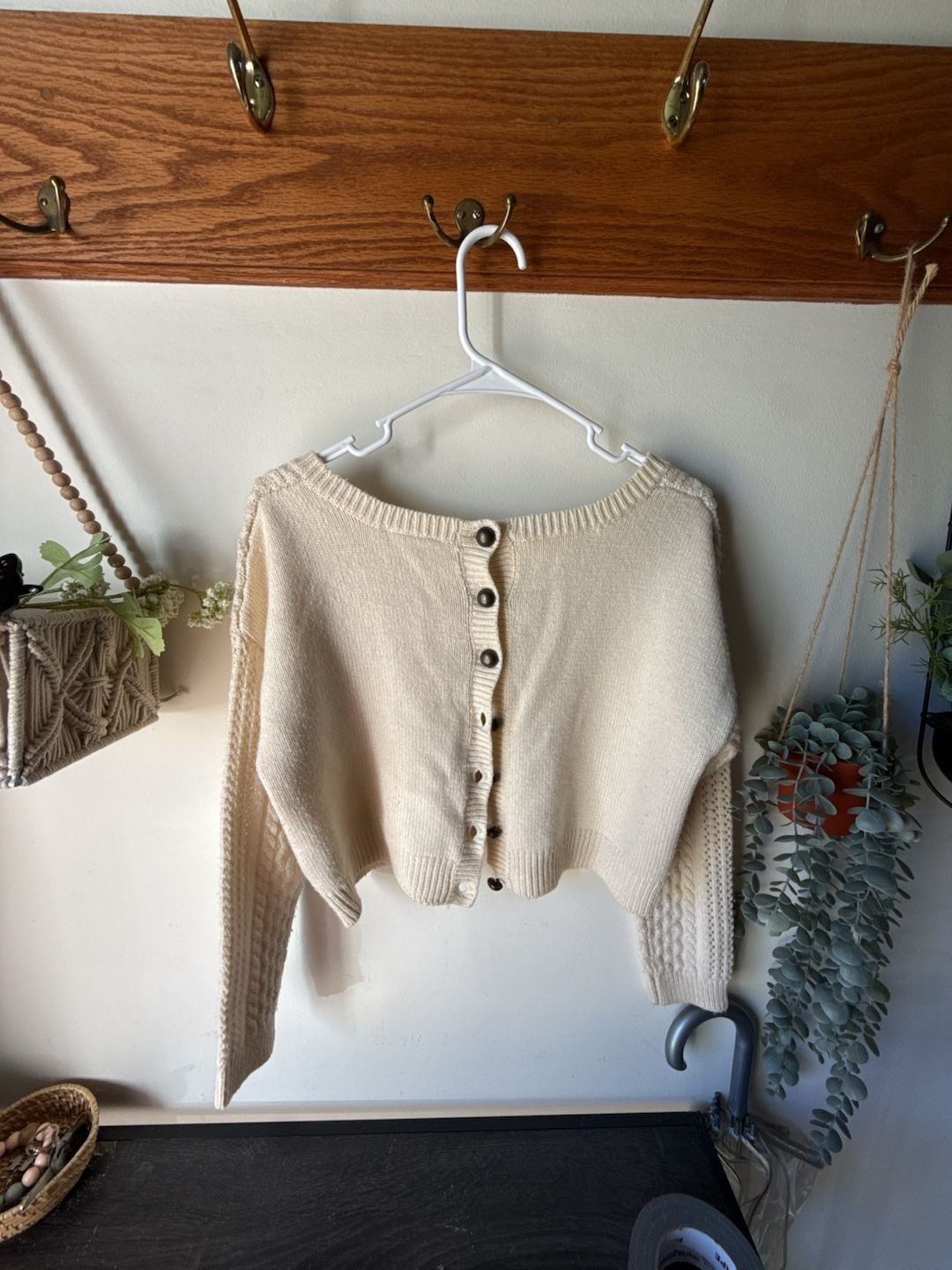 Cute Fall π cream Cable Knit Cardigan Cream 2